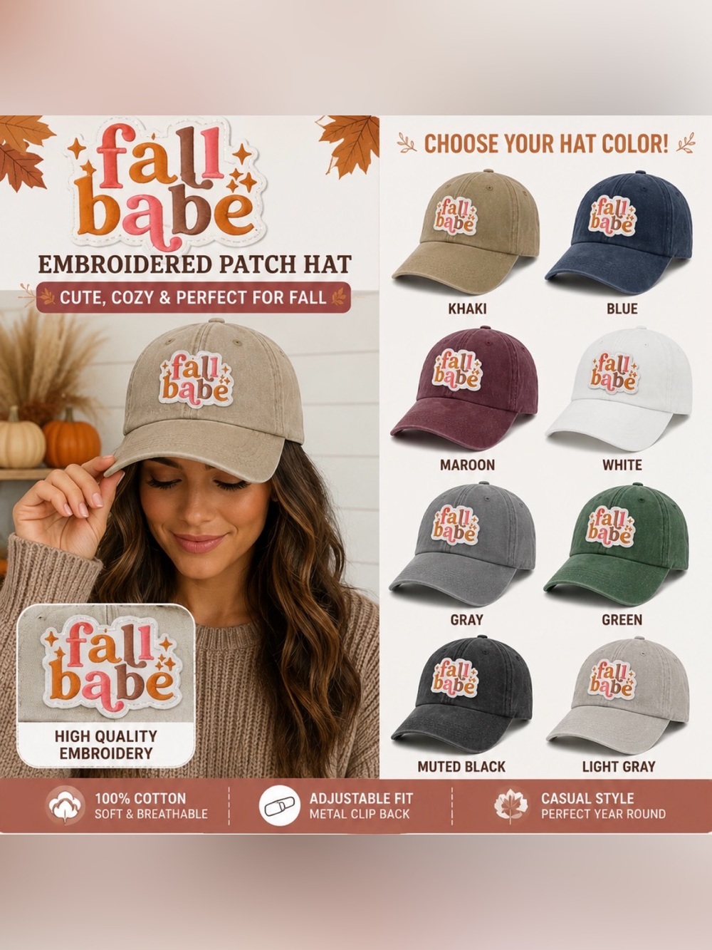 Fall Babe adjustable hat - Picture 1 of 4
